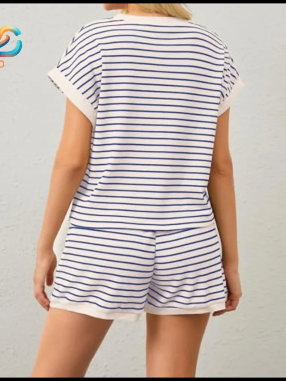Loose Fit Ribbed Knit Lounge Set with Pockets, Short Sleeve Tee and Shorts